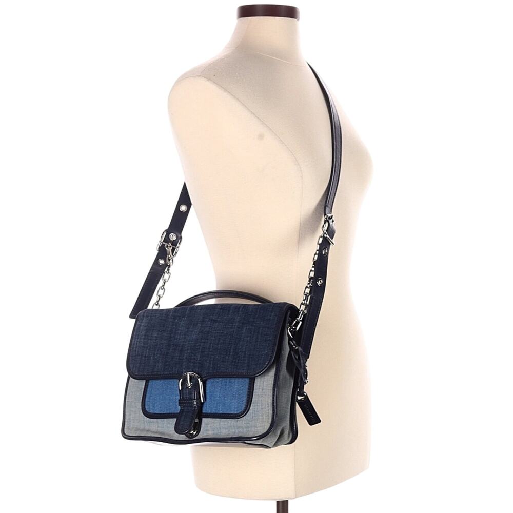 Michael Kors denim top-handle satchel/crossbody bag in a dark blue denim